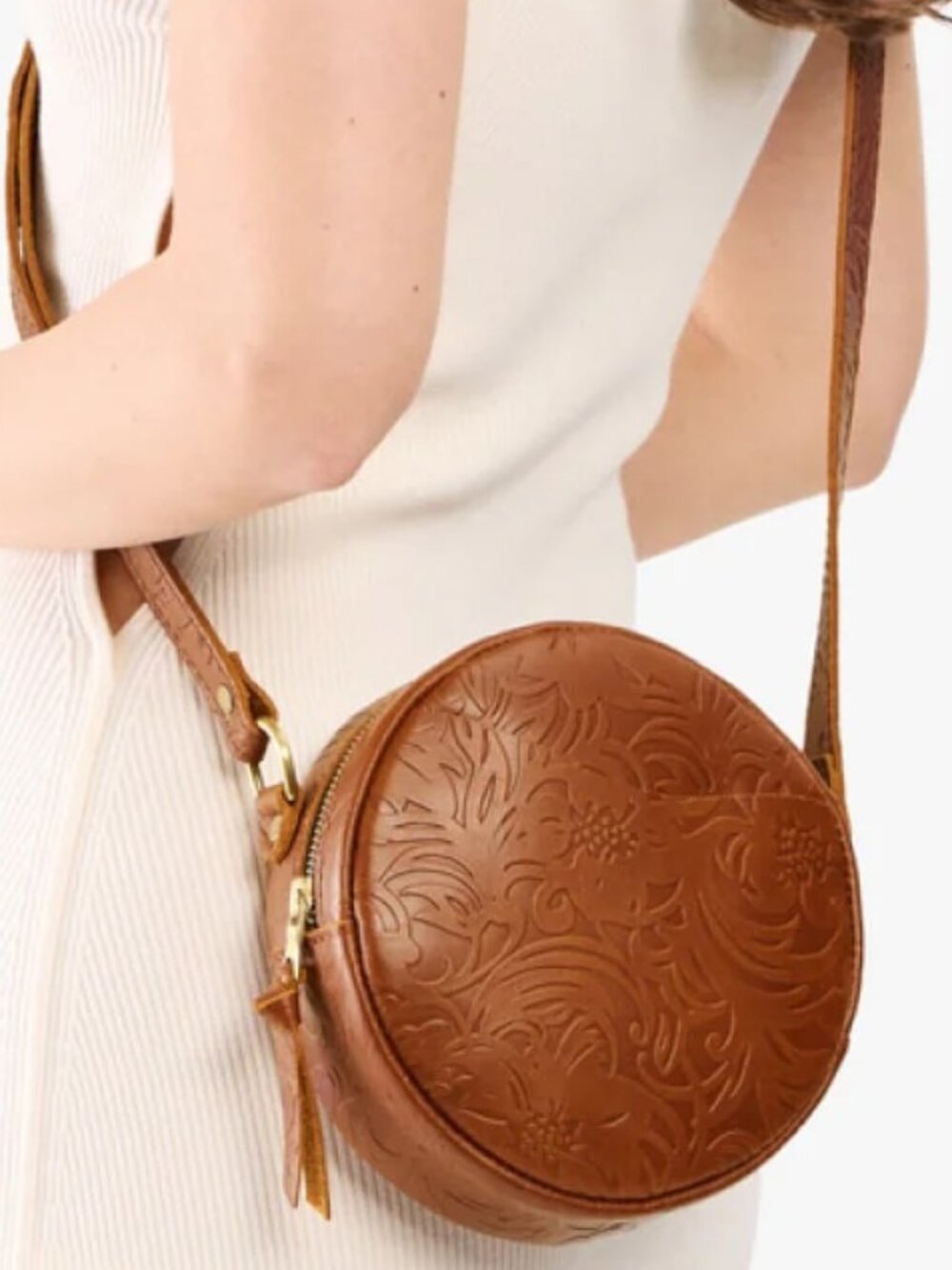 Portland Leather Goods large Circle Crossbody purse in Meadow